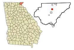 Location in Rabun County and the state of Georgia