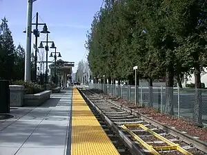 The platform at Race Street station