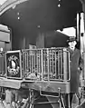 Sergei Rachmaninoff onboard Great Northern Railway car. 1929.