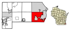 Location within Racine County and Wisconsin