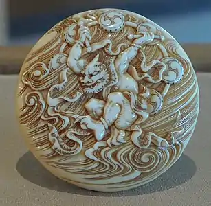 Netsuke depicting Raijin, by Kaigyokusai Masatsugu (1813-1892)