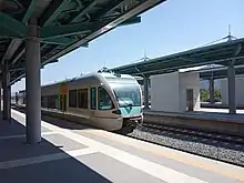 Stadler GTW 2/6 diesel articulated railcar at Aigio railway station