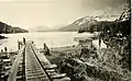 Railroad construction at Eyak Lake, Alaska