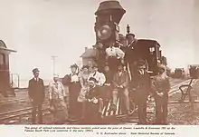 Railroad employees and residents of Como, Colorado on Pilot 192 of Denver, Leadville, and Gunnison in the 1890s.