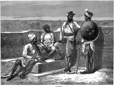 Rajput soldiers holding talwars, from a series in the Illustrated London News celebrating the Royal Visit to India in early 1876.