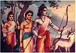 Rama, along with his younger brother Lakshmana and wife Sita, exiled to the forest.
