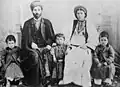 Palestinian family from Ramallah wearing typical Palestinian Ottoman Era clothing, c. 1905.