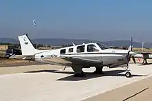 A Beechcraft Bonanza of 100th Squadron, displayed in 2017 on Independence Day (Israel)