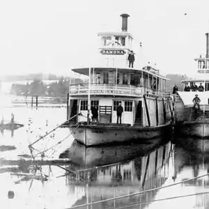 Ramona is the larger vessel on the left. Gypsy is shown in part on the right.