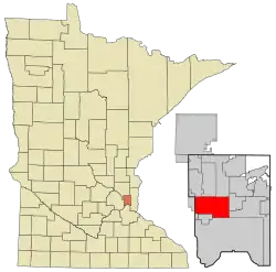 Location of the city of Rosevillewithin Ramsey County, Minnesota