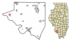 Location of Prairie du Rocher in Randolph County, Illinois.