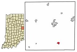 Location of Lynn in Randolph County, Indiana.
