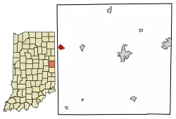 Location of Parker City in Randolph County, Indiana.