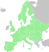 Range of Hieracium canadense throughout Europe