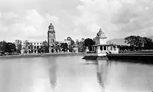 Rani Pokhari and clock tower from the west before the 1934 earthquake