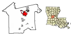 Location of Alexandria in Rapides Parish, Louisiana.