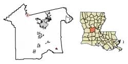 Location of Cheneyville in Rapides Parish, Louisiana.