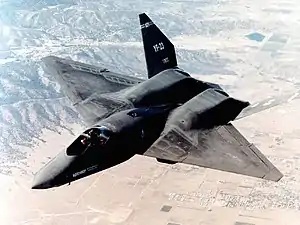 The first YF-23 prototype PAV-1, nicknamed "Black Widow", conducts test flights over Edwards Air Force Base. PAV-1 is equipped with the Pratt & Whitney YF119-PW-100N engines.