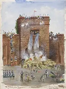Rebels under Perkin Warbeck attempt to burn the West gate by Mary Drew