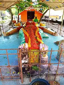 View from feet of the reclining Draupadi Amman idol near Auroville