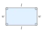 A rectangle with length and width labelled