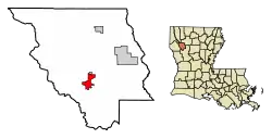 Location of Coushatta in Red River Parish, Louisiana.