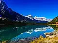 Epaulette Mountain (centered) reflected in Waterfowl Lakes