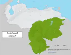 Geographic map of Guayana natural region.