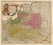 Map of Kingdom of Poland and Grand Duchy of Lithuania in 1720 with Lithuania Proper
