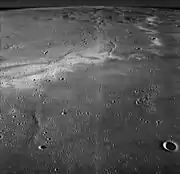 Oblique view from Lunar Orbiter 2, with the Marius Hills in the background.