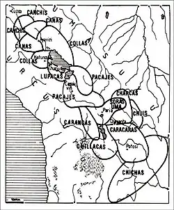 The Colla culture area, in the northern Titicaca Basin, along with other altiplano polities.