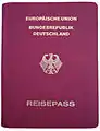 Front cover of a machine-readable, non-biometric German EU passport issued from the early-2000s until November 2005