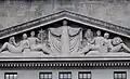 Detail of pediment at top of west portico, showing relief sculpture