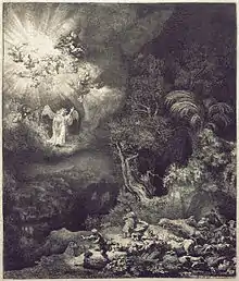 The Angel Appearing to the Shepherds, Rembrandt
