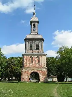 Remaining baroque gate of Remplin Castle, which was destroyed by fire in 1940