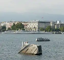 The  Pierres du Niton  seen from the left bank of Geneva harbor