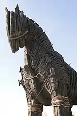 The Trojan horse that appeared in the 2004 film Troy, now on display in Çanakkale, Turkey