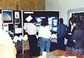 David W. Hughes presenting his work to students. Taken at the research bazaar, Hicks Building, 1991.