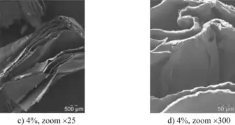 Figure 9: These open access scanning electron microscopy images show a chitosan based biofoam at two different magnifications.
