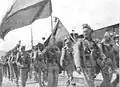 Soldiers of Infanterieregiment Nr. 17 with two-color flag, 1914