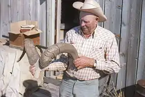 Sage of Fort Rock at his ranch in 1966.  Reub said he called this photo "One horny old goat contemplating another"