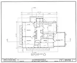 Second floor plan (non-original, enclosed rear porch has been removed since 1972