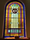 Stained glass window featuring Rev. MLK