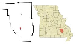 Location of Ellington, Missouri