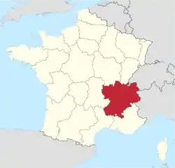 Location of Rhône-Alpes region in France
