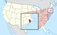 Map of the United States with Rhode Island highlighted