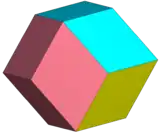 Rhombic dodecahedron dissected into 4 rhombohedra