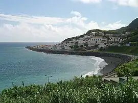 The locality of Fogo, the location of the parish church, and behind the escarpment, the popular Fogo beach