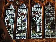 Window in Bristol Cathedral: King Alfred, Richard Hakluyt, Richard Hooker & William Shakespeare