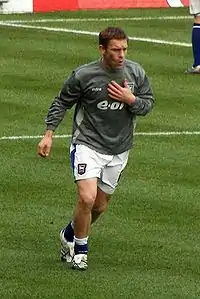 Richard Naylor warming up for Ipswich in 2008.